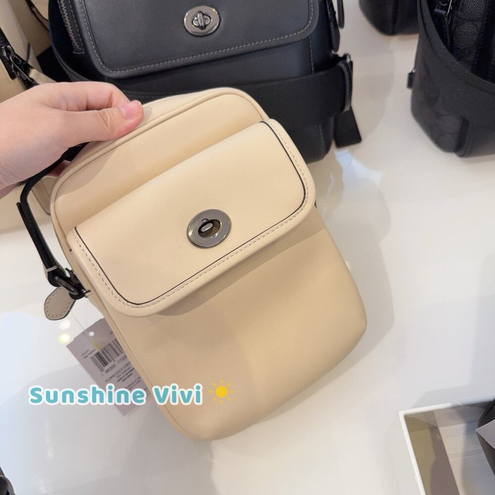 NWT Coach Turnlock Crossbody Bag Leather Qb/IVORY CAJ31